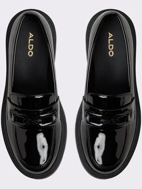 ALDO Mazey Black Synthetic Patent Women's Loafers & Oxfords Size 7